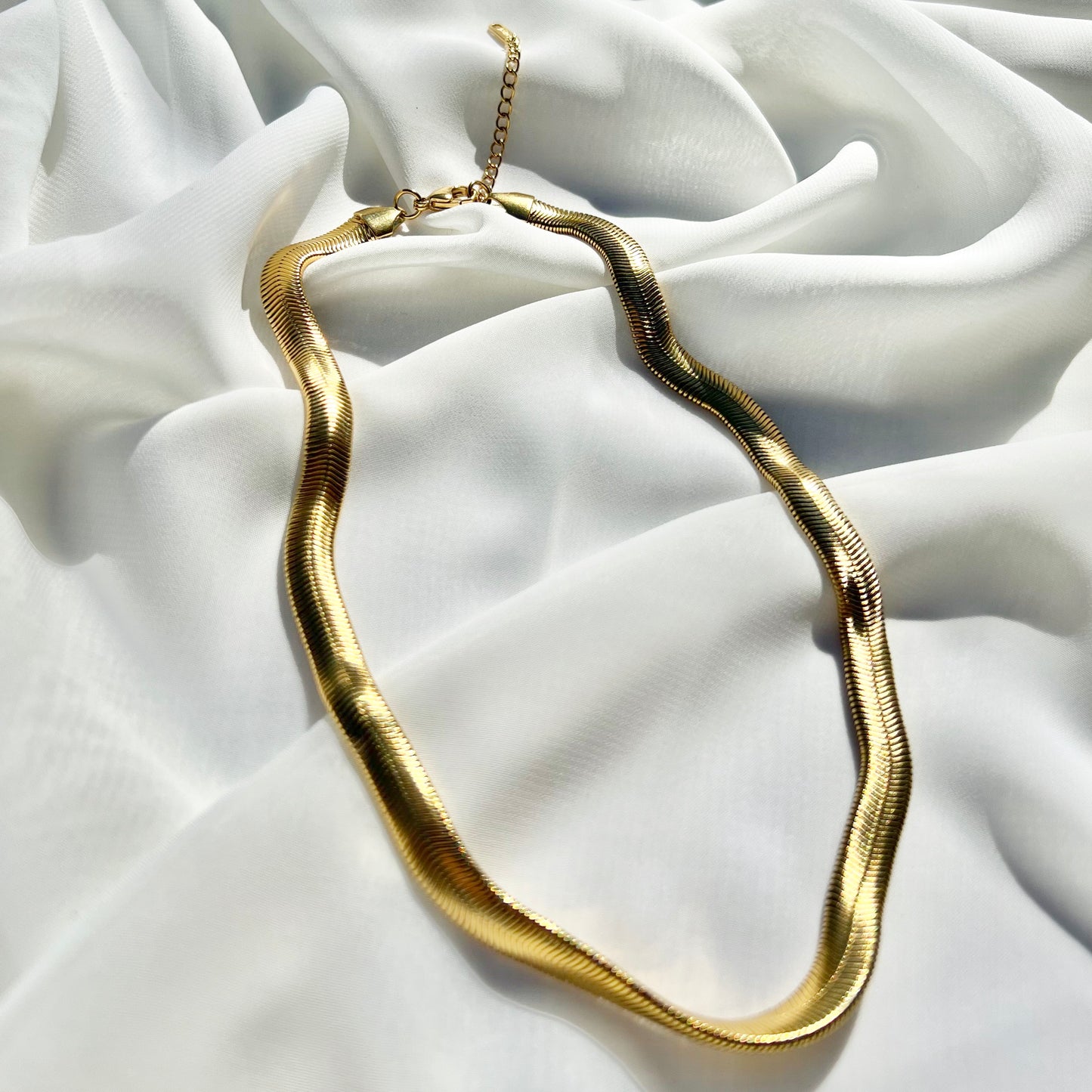 Gold Herringbone Chocker Necklace