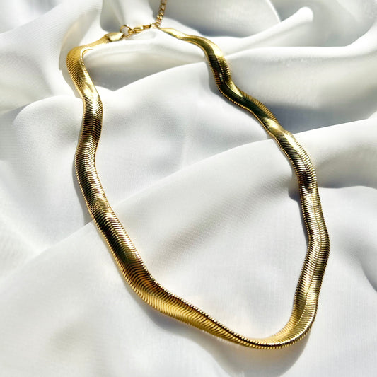 Gold Herringbone Chocker Necklace