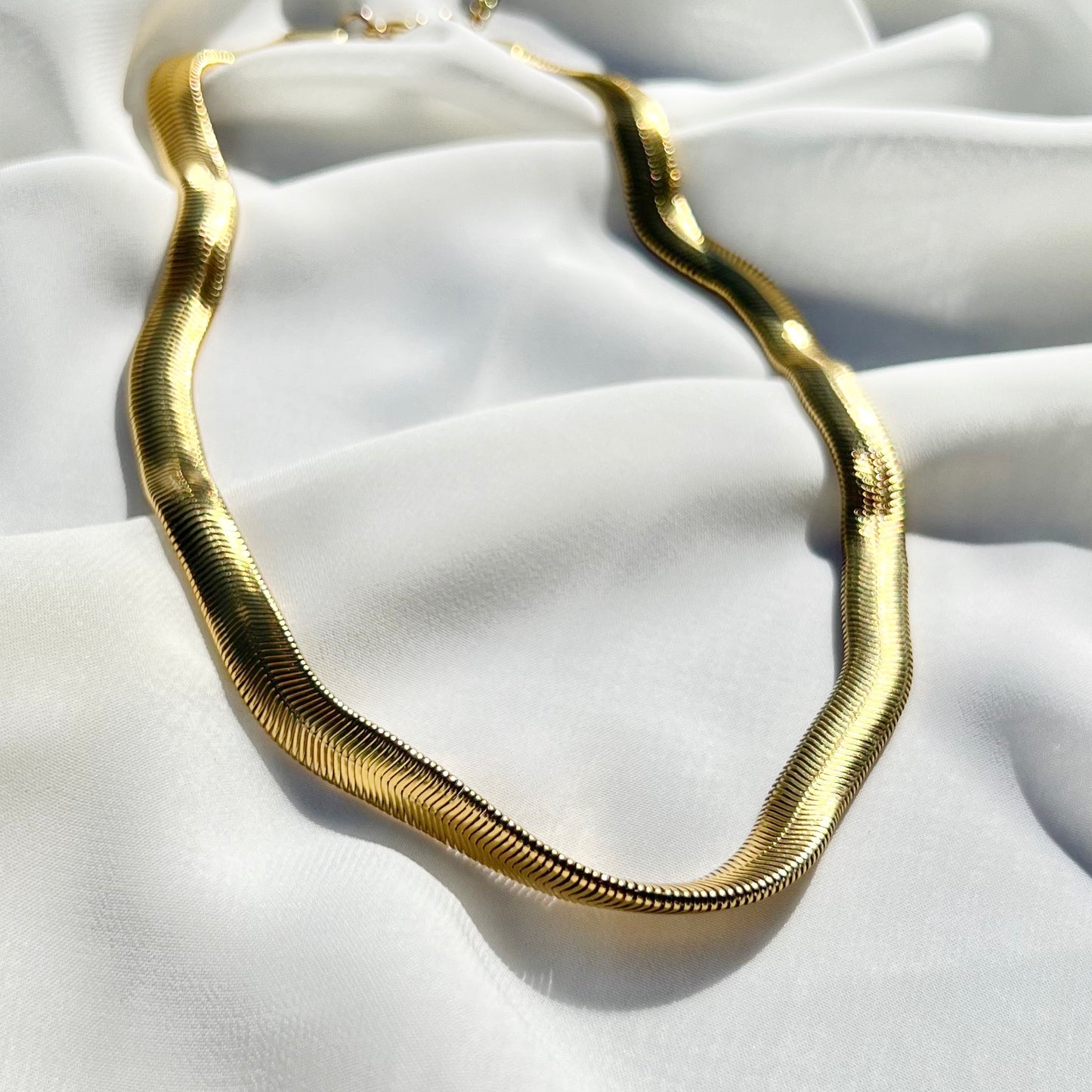 Gold Herringbone Chocker Necklace